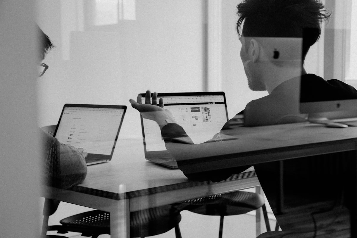Solo founder building a micro-SaaS product on a laptop
