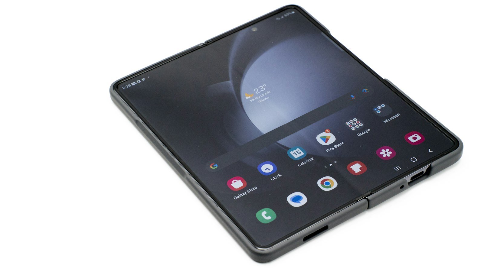 A foldable smartphone, representing Apple's new iPhone Ultra foldable device