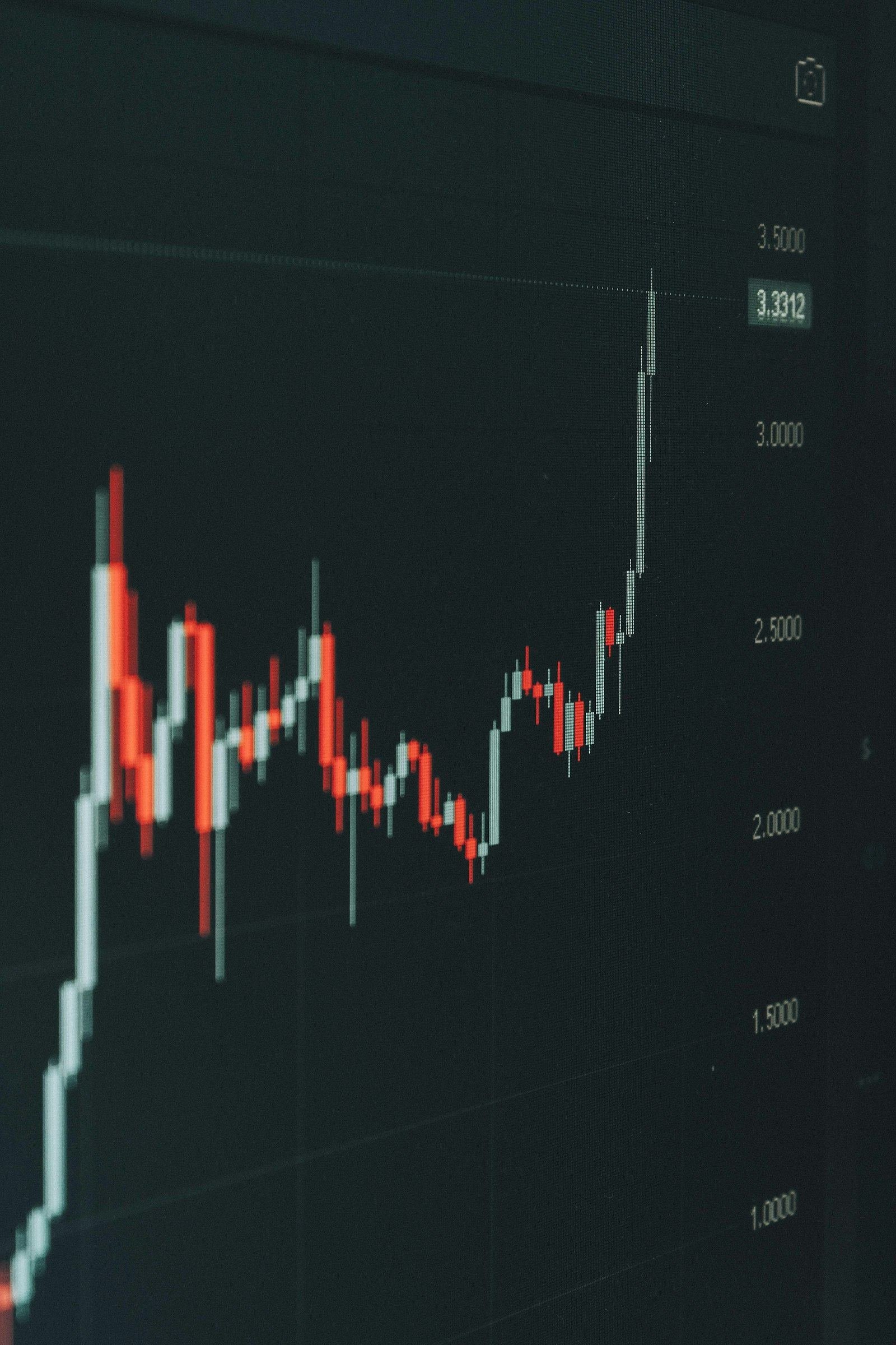 Stock market graph showing fluctuating trends, representing the Nscale IPO revenue surge and billion-dollar loss